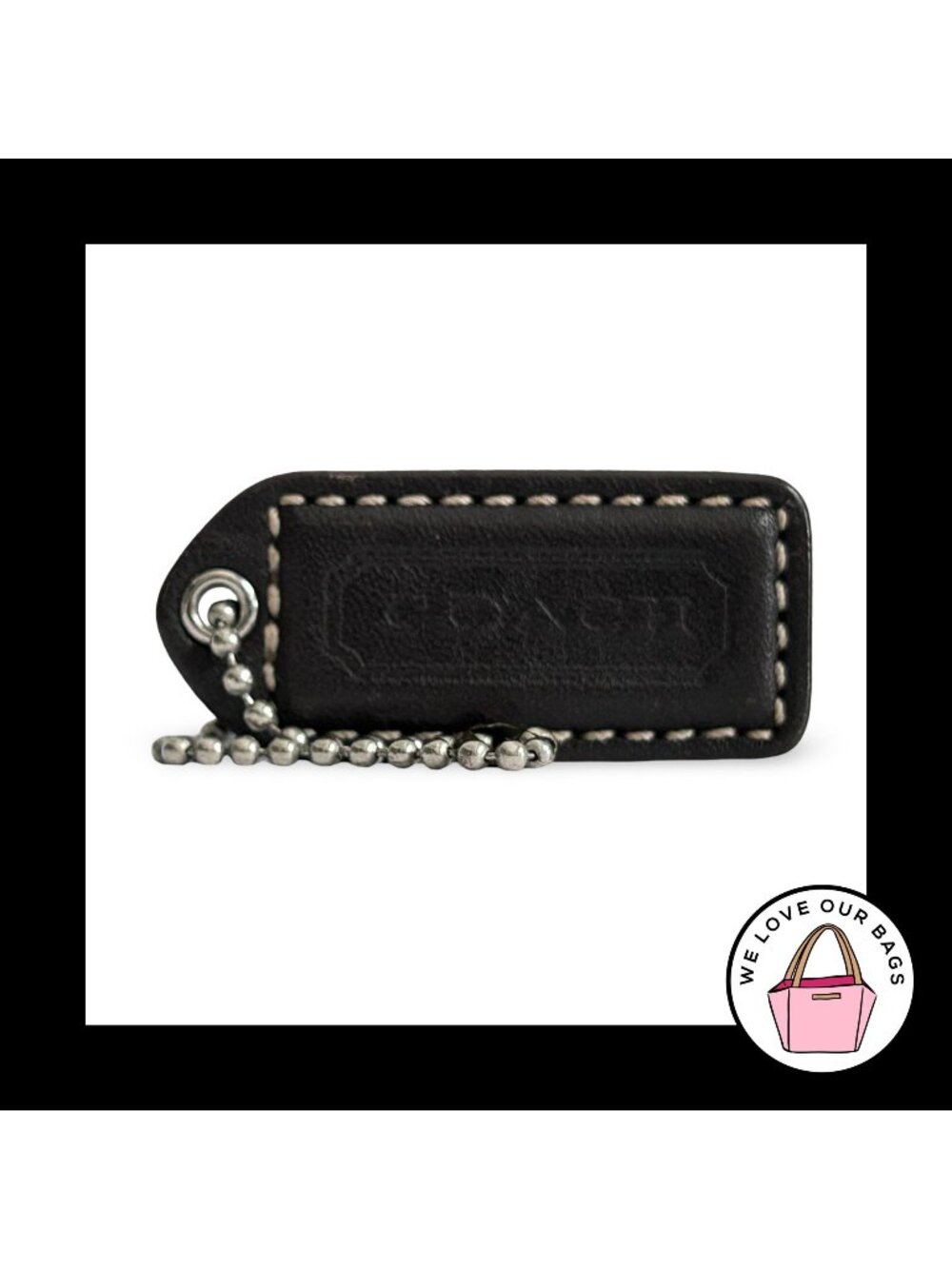 COACH Y2K VINTAGE Hang Tag 2" Dark Brown Leather Bag Charm Keychain Fob Medium